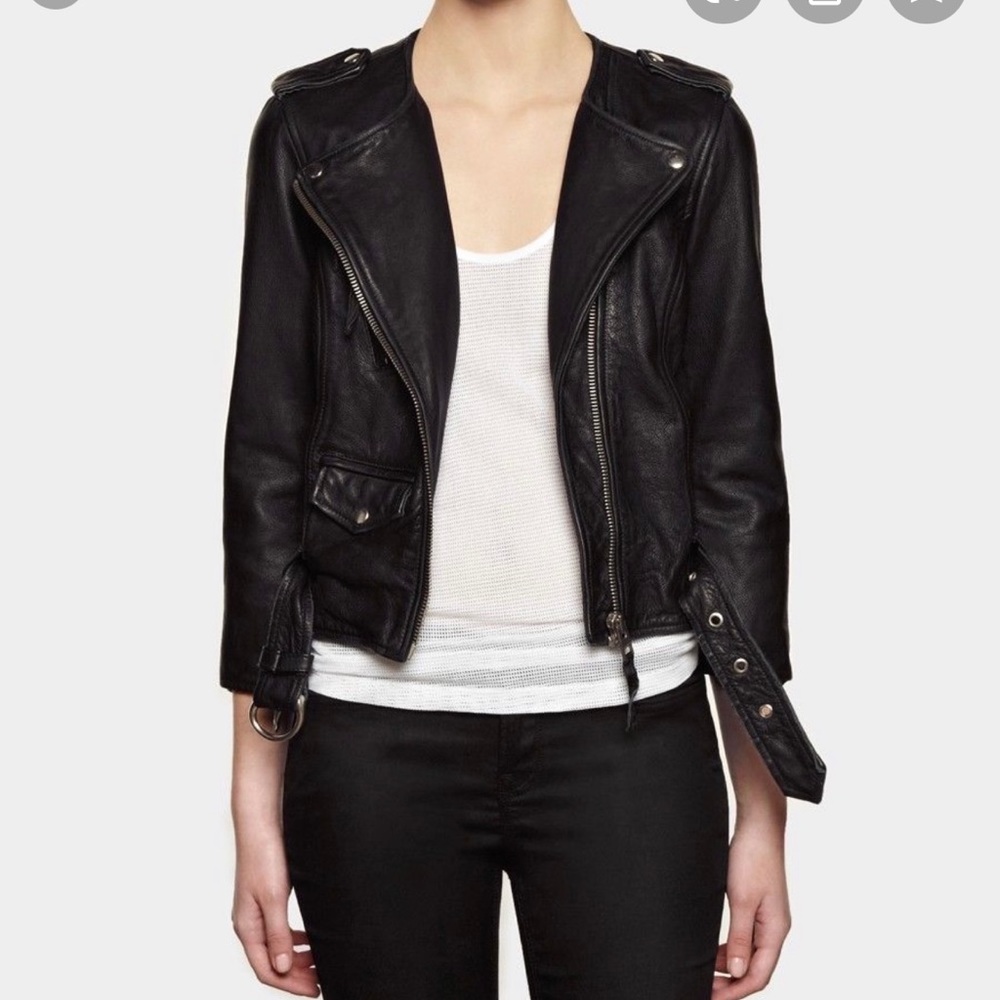 AllSaints Riley Cropped Leather Jacket
